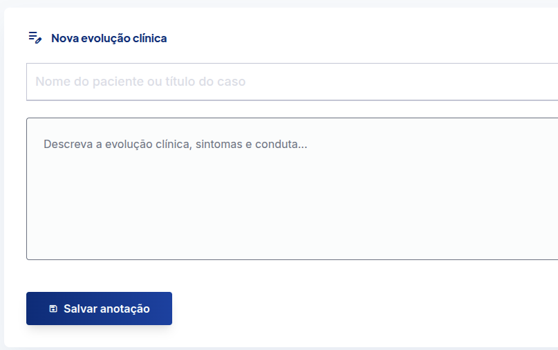 Interface de registro de nota
